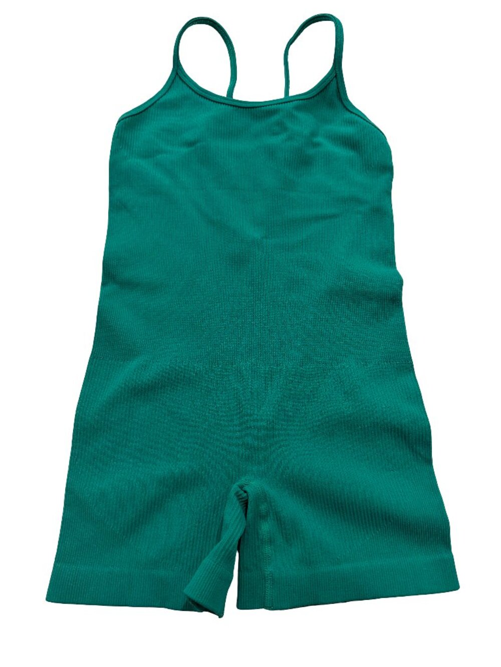 Amazon Brands Green Ribbed Racerback Romper Fitted Adjustable Small Women's